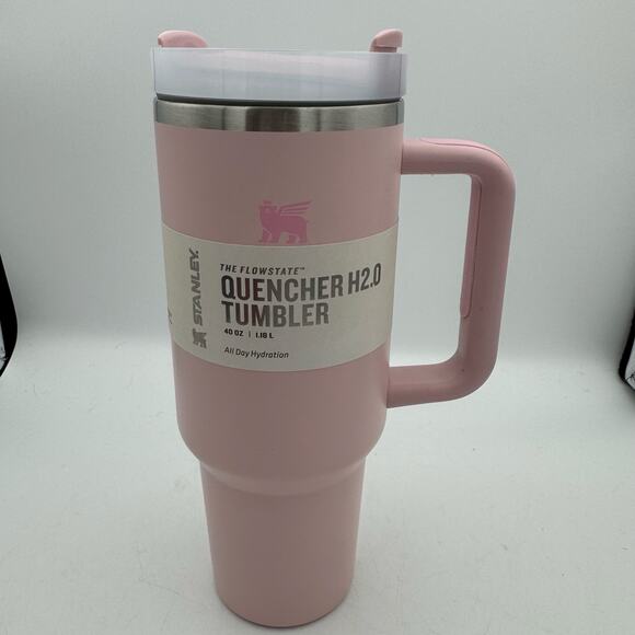 Stanley Quencher H2.0 Tumbler 40oz Cherry Blossom Pink Cup With Straw NIB - Picture 2 of 12